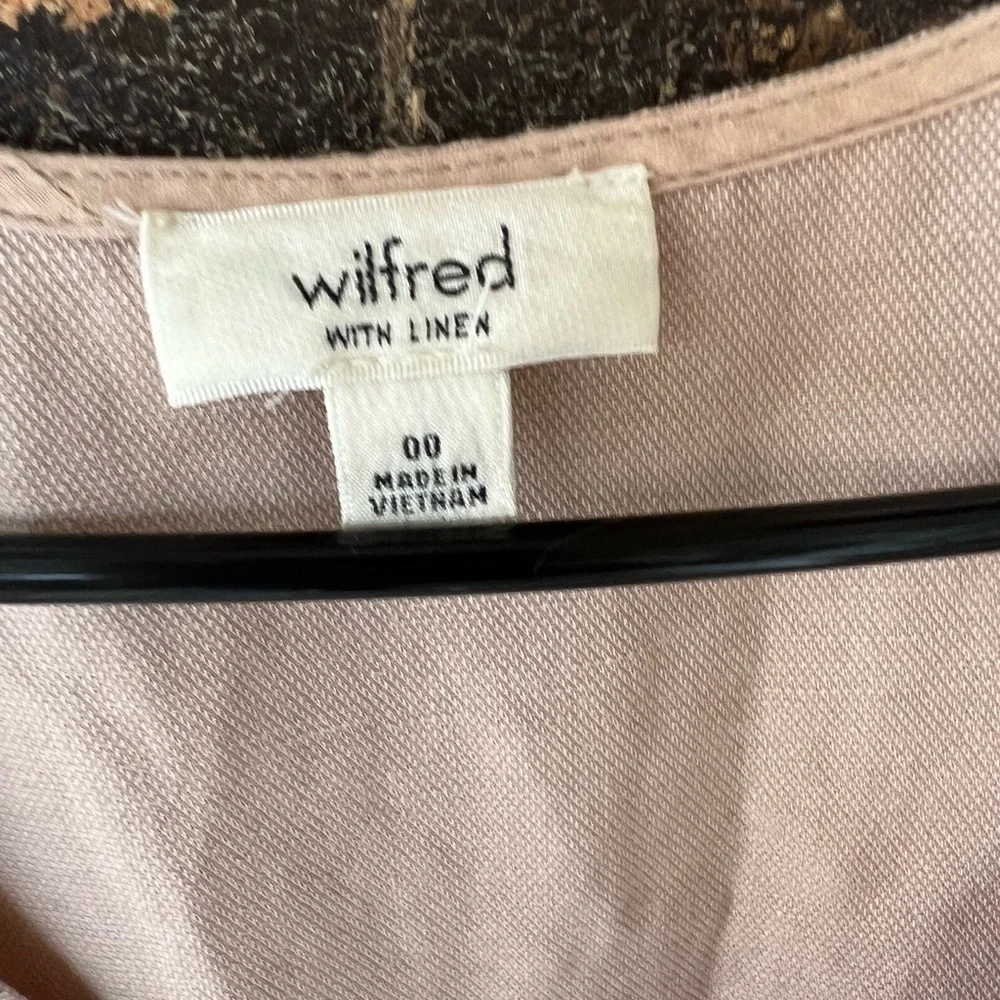Aritzia Wilfred Linen Blend Beige Cut Open Front Wrap V Neck Jumpsuit